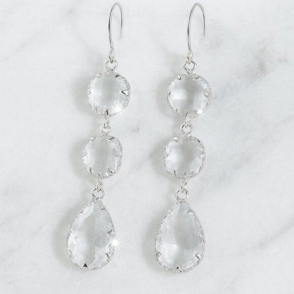 “Sia” Crystal Chandelier Earrings with Gold Etching - Picture 4 of 6